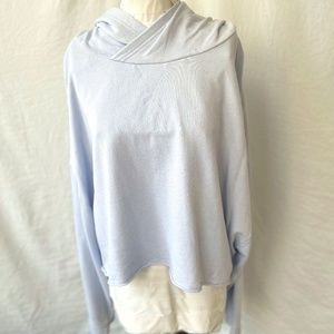 Fabletics Cropped Hoodie light weight sweatshirt pale blue Sz XL